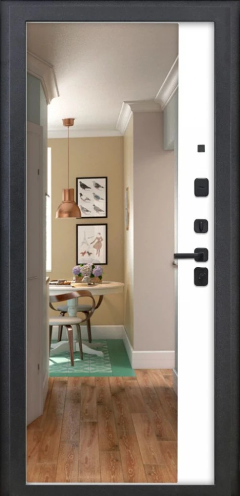 Входная дверь ДвериПРО Модель 3КЛ-1101 ФЛЗ-23 Веллуто бьянко DPRO226532 внутренняя сторона